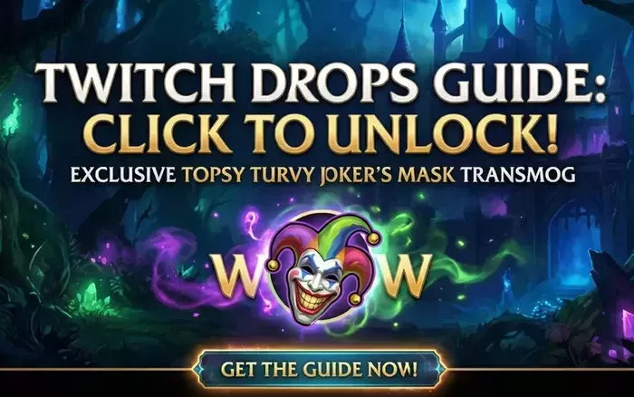 World of Warcraft Topsy Turvy Joker's Mask transmog from Winter Drops Fest 2025